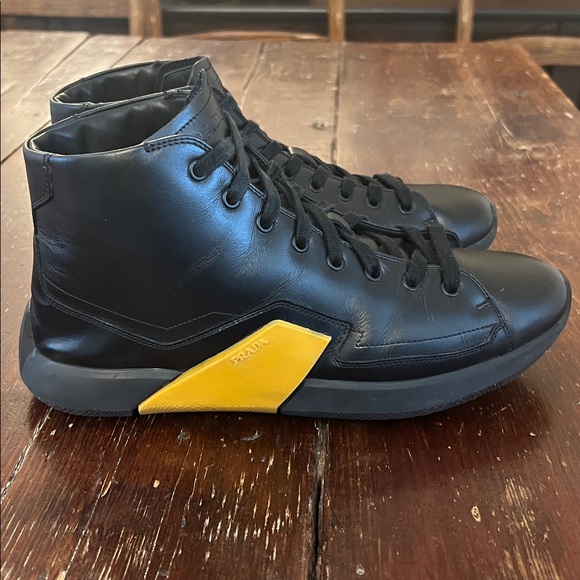 Prada Sport High Top Black Leather Sneakers - Picture 6 of 12